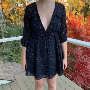 Boutique Navy Ruffle Mini Dress